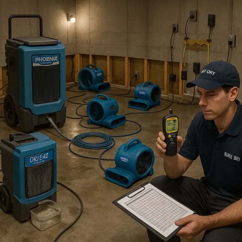 Structural Drying and Dehumidification process in Harahan, LA